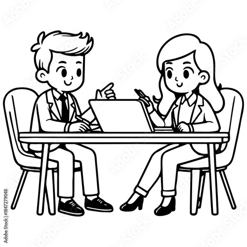 Business Coworkers Discussing on Laptop.