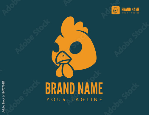 chicken head logo or icon design illustration