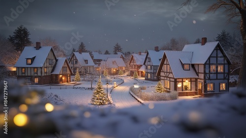 Happy Christmas Eve Celebration Bundle Cozy Winter Village Night Scenic Holiday Dinner Decor and Festive Gift Box Art