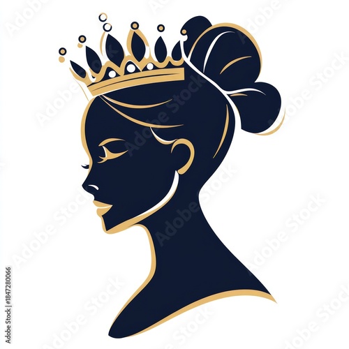 Queen's silhouette, crown, elegant, refined, sophisticated