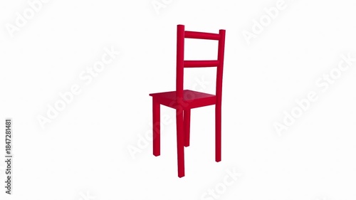 Minimalist Red Wooden Chair from Back View
