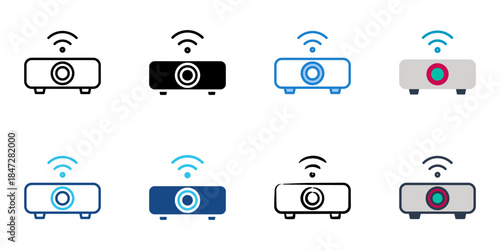 smart projector icons set multiple style vector collection. 
