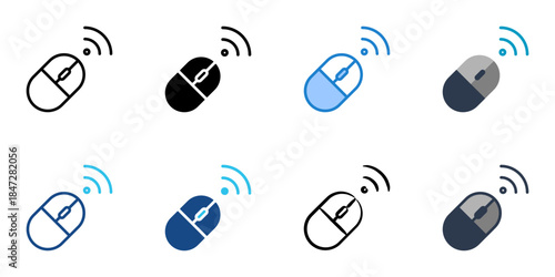 wireless mouse icons set multiple style vector collection. 
