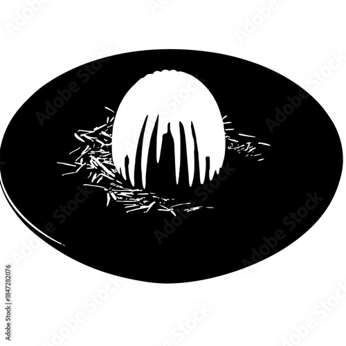 White Egg on Nest with Straws Nature and Animals Theme