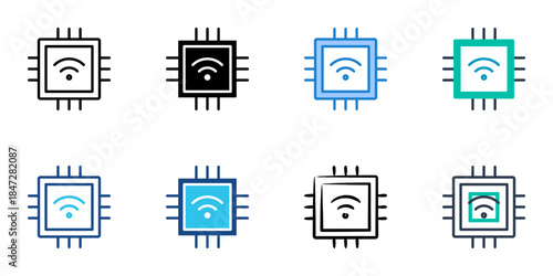 smart processor icons set multiple style vector collection. 
