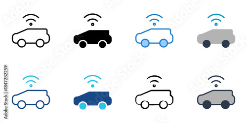 smart car icons set multiple style vector collection. 
