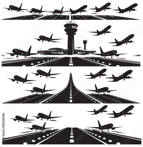 Airport Aviation Silhouette Collection