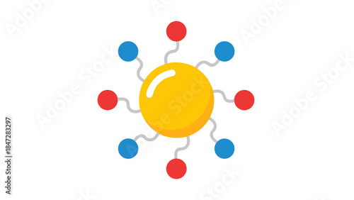 Abstract Sunburst with Red and Blue Dots Icon