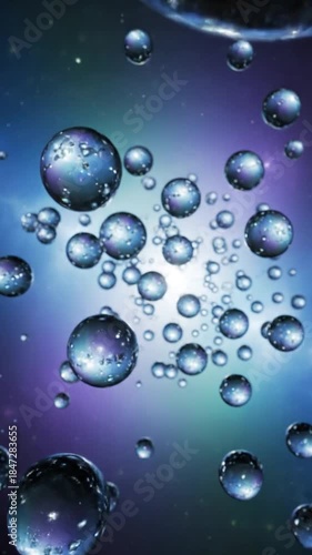 Wallpaper Mural Abstract visualization of floating iridescent bubbles against a vibrant cosmic blue and purple background Torontodigital.ca