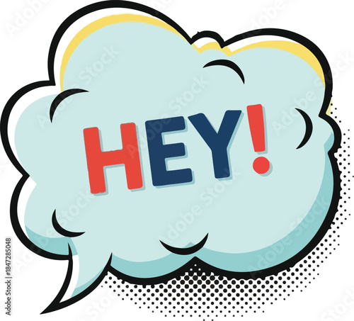 Hey! Comic Speech Bubble Illustration for Web Design and Social Media
