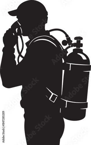 Scuba Diver Silhouette with Oxygen Tank