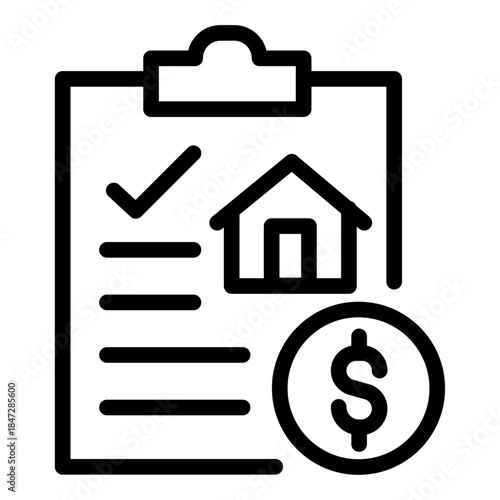 Housing Application Form Line Icon of Affordable Housing Icon Set