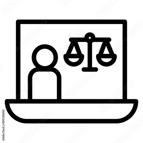 Virtual Court Session Line Icon of Court Reporters Icon Set
