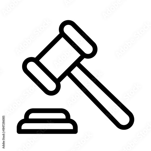 Gavel Line Icon of Court Reporters Icon Set