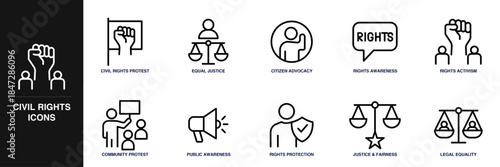 Civil Rights Line Icon Set