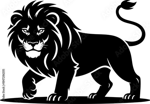 hungry lion silhouette vector illustration