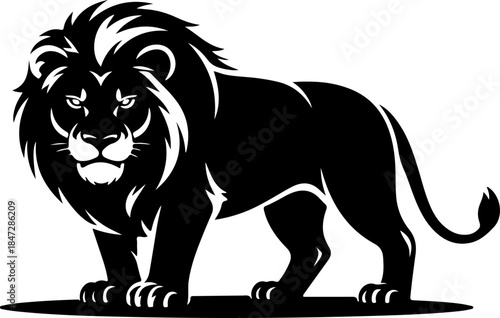 hungry lion silhouette vector illustration