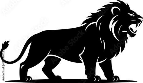 hungry lion silhouette vector illustration
