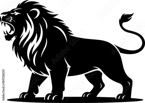 hungry lion silhouette vector illustration
