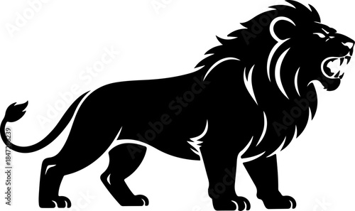 hungry lion silhouette vector illustration