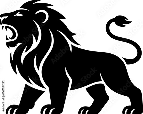 hungry lion silhouette vector illustration