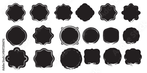 Collection of 20th-century black silhouettes on white background