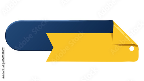 Blue and Yellow Ribbon Banner with Hole - Graphic Element