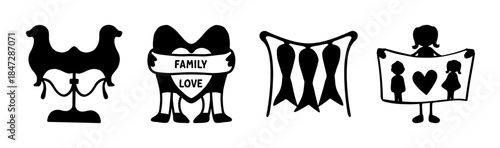 Symmetrical black silhouette of two facing sheep or lamb figures on a decorative stand