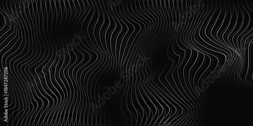 3D Vector wave lines pattern smooth curve flowing dynamic white light isolated on black background for concept of technology, digital, communication, science, music