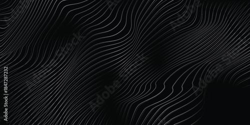 3D Vector wave lines pattern smooth curve flowing dynamic white light isolated on black background for concept of technology, digital, communication, science, music