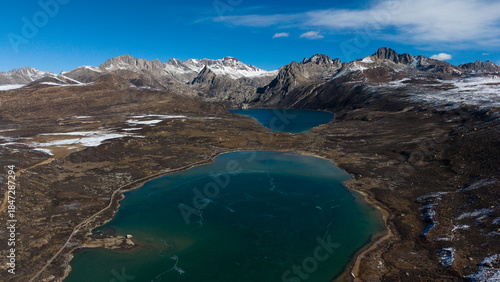Winter View of Sister Lakes on the Tibetan Plateau, Batang, China