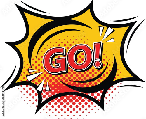 Energetic Go! Comic Burst A Dynamic Vector Illustration for Action-Oriented Designs