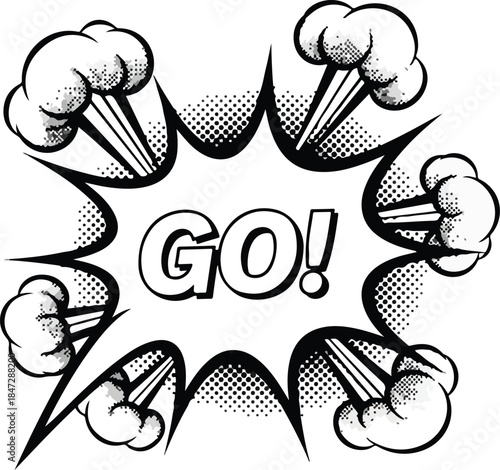 GO! Comic Explosion Speech Bubble Pop Art Illustration