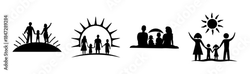 Diverse family silhouettes illustrating happiness, protection, and new beginnings for all