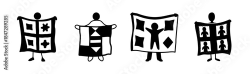 Abstract stick figures displaying various geometric and human-like patterns