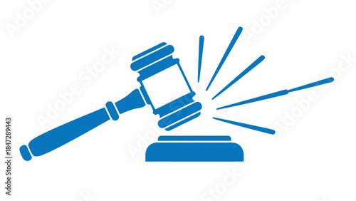 Blue Gavel Icon Striking Block