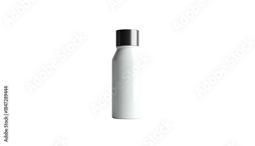 Wallpaper Mural A sleek, white cylindrical bottle with a black cap sits centered against a black backdrop Torontodigital.ca