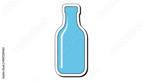 Blue Glass Bottle Icon - Minimalist Vector Art