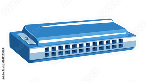 Blue Harmonica Illustration