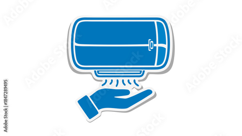 Blue Hand Dryer Icon with Hand Graphic