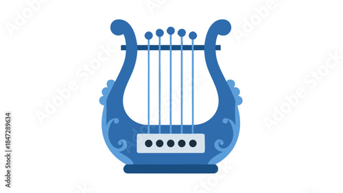 Blue Lyre Musical Instrument Icon