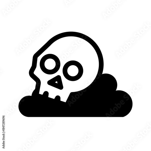 Excavated Skull Line Icon of Archaeological Digs Icon Set