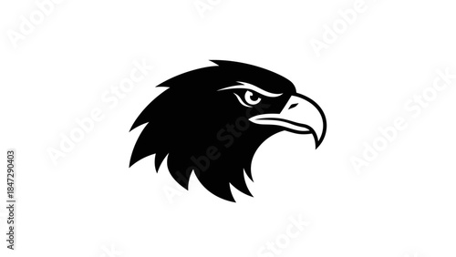 Black Eagle Head Illustration Isolated on White Background - Symbol of Power and Freedom