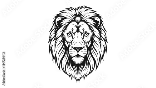 Majestic Lion Head Illustration - A Powerful Symbol of Strength and Royalty