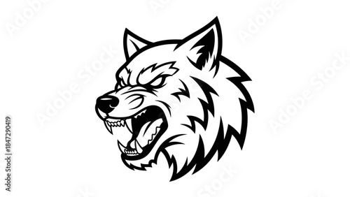 Fierce wolf head illustration, symbolizing strength, wildness, and aggressive determination