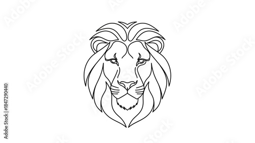 Majestic Lion Head Outline Drawing Symbol of Strength and Royalty in Minimalist Art