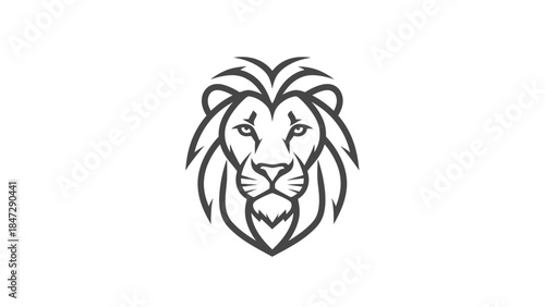 Minimalist Line Art Logo Design of a Majestic Lion Head with a Regal Mane, Perfect for Branding and Identity