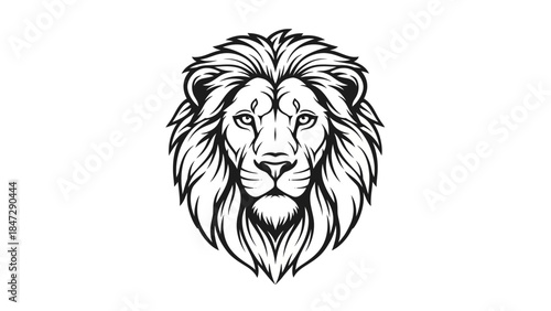Majestic Lion Head Illustration - Powerful King of the Jungle Emblem