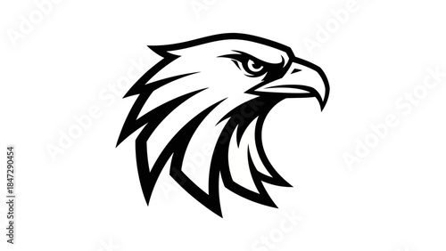 Bold Eagle Head Silhouette, Striking Graphic Emblem for Sports Teams and Brands
