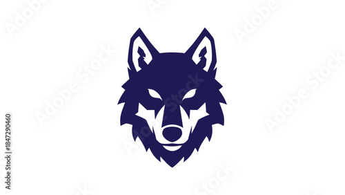 A graphic illustration of a fierce wolf's head with piercing eyes, rendered in a bold, minimalist style